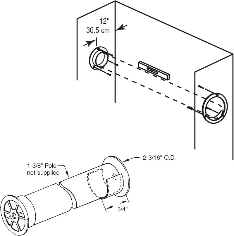 Prime-Line N 6568 Closet Pole Sockets, 1-3/8 Inch, Durable Plastic, White - Set of 2 - Image 4