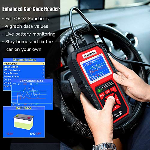 Konnwei ماسح ضوئي احترافي KONNWEI KW850 OBD2 لقراءة رموز السيارات وأداة تشخيص لمصابيح فحص المحرك للسيارات OBD II بعد 1996 (أصلي) - Image 5