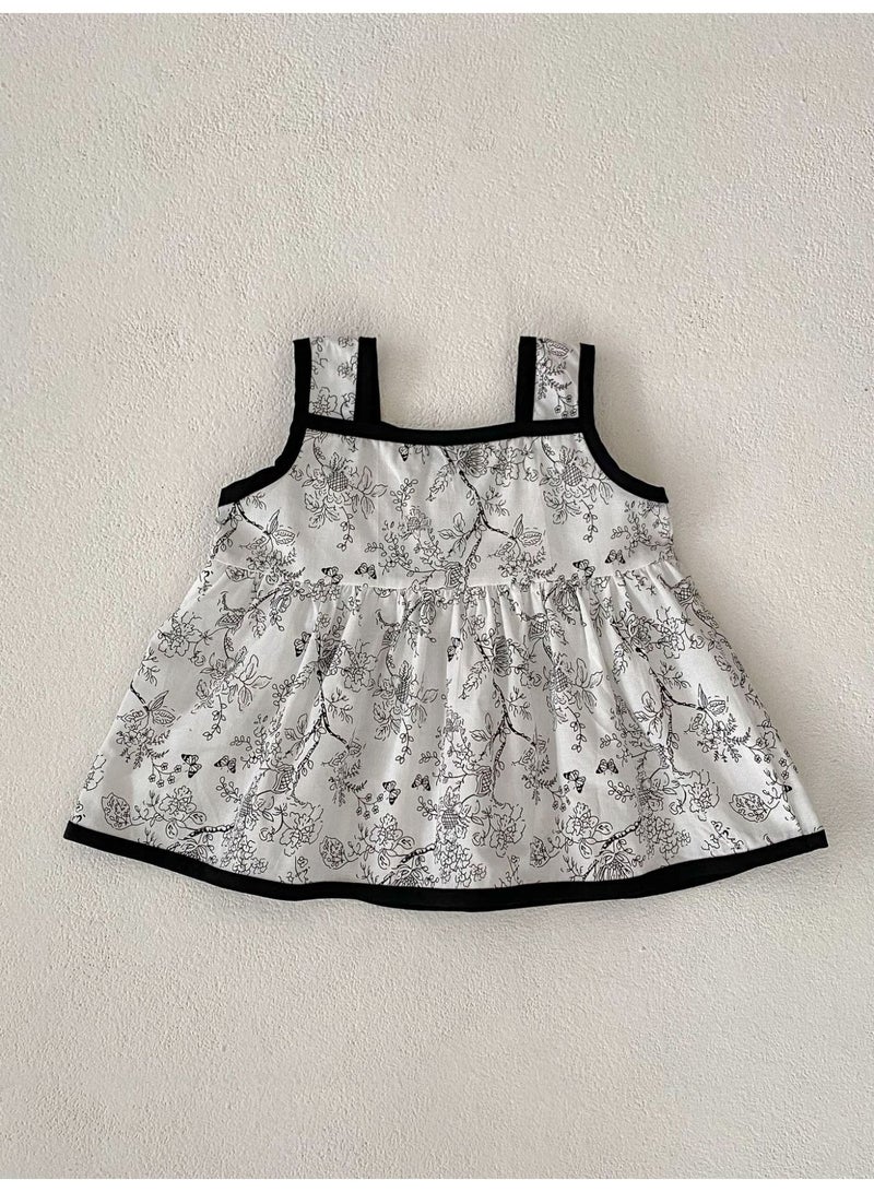 DOOKOO Sling Sleeveless Newborn Printed Flower Cotton Top Infant Solid Color Pants Baby Girl Clothes Sets - Image 3