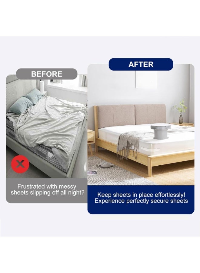 Hihonor Bed Sheet Holder Set with Lock Strips, Heavy Duty Bed Sheet Fasteners, Non-Slip Lock Sheet Clips, for All Size Mattress, Blankets, Bedding (Grey-4pcs) - Image 2