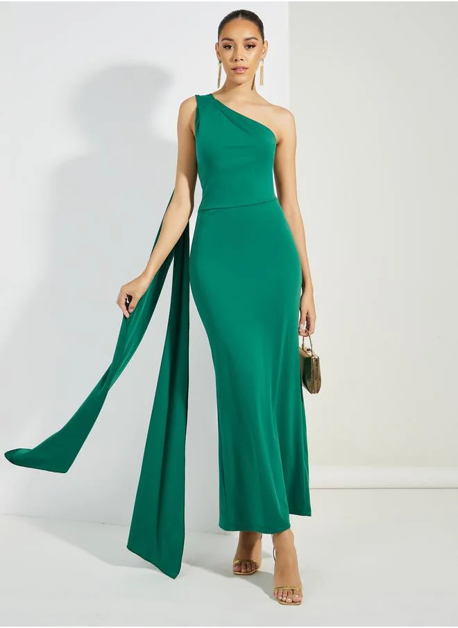 ستايلي One Shoulder Neck Draped Maxi Dress