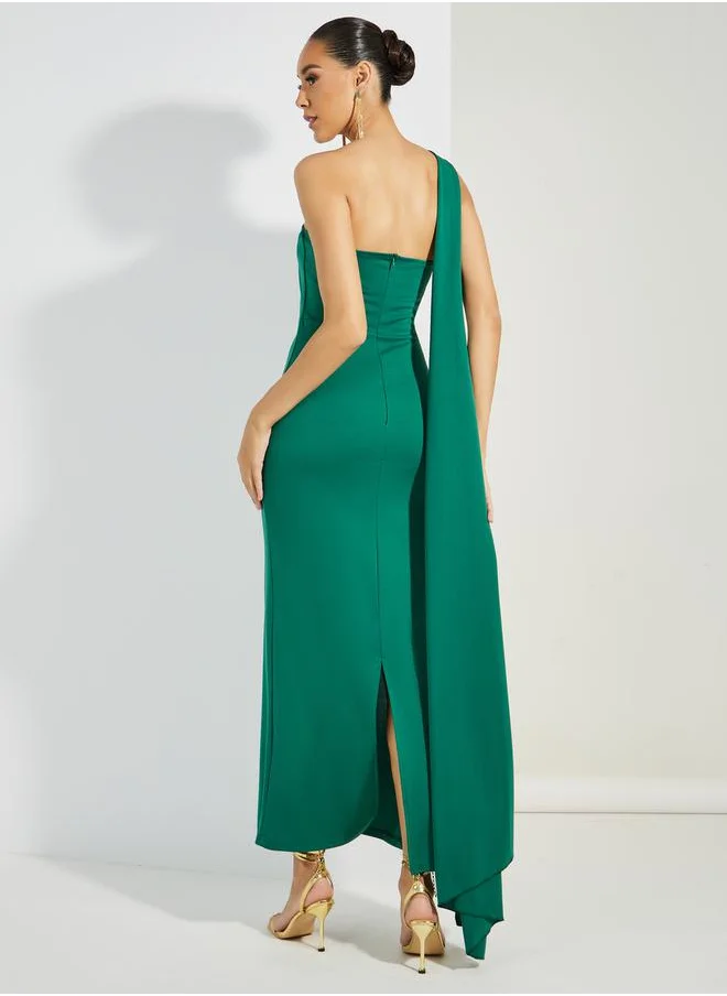 ستايلي One Shoulder Neck Draped Maxi Dress