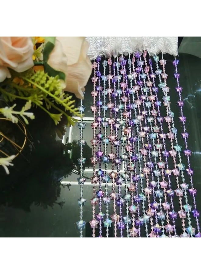 ave split Beaded Curtain Doorways Star Acrylic Hanging Door Beads String Curtains Tassel Room Divider Screen Decor for Doorway Window Living Room Wedding 049Star (Colourful Star) - Image 4