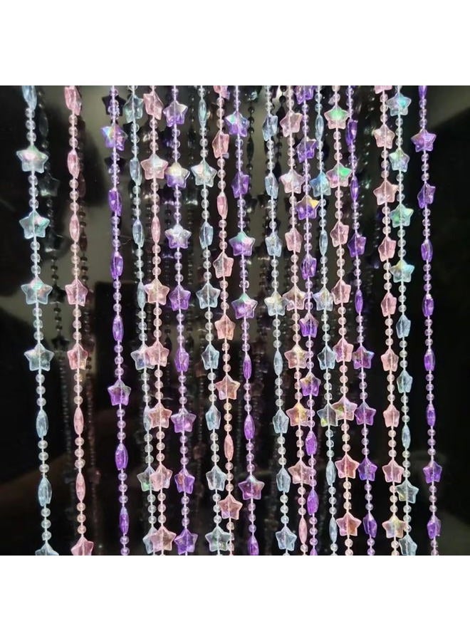 ave split Beaded Curtain Doorways Star Acrylic Hanging Door Beads String Curtains Tassel Room Divider Screen Decor for Doorway Window Living Room Wedding 049Star (Colourful Star) - Image 1