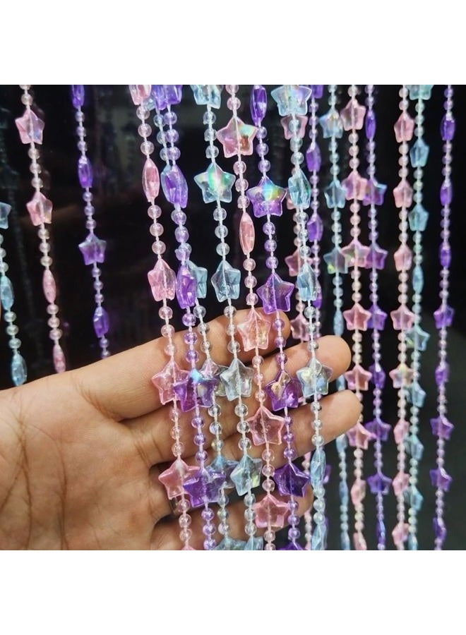 ave split Beaded Curtain Doorways Star Acrylic Hanging Door Beads String Curtains Tassel Room Divider Screen Decor for Doorway Window Living Room Wedding 049Star (Colourful Star) - Image 2