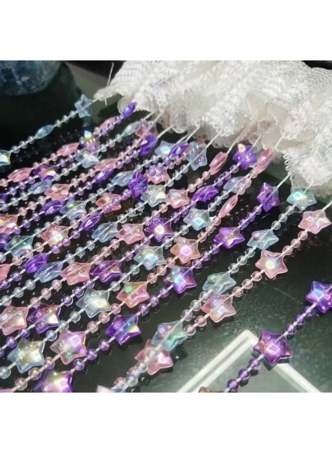 ave split Beaded Curtain Doorways Star Acrylic Hanging Door Beads String Curtains Tassel Room Divider Screen Decor for Doorway Window Living Room Wedding 049Star (Colourful Star) - Image 3