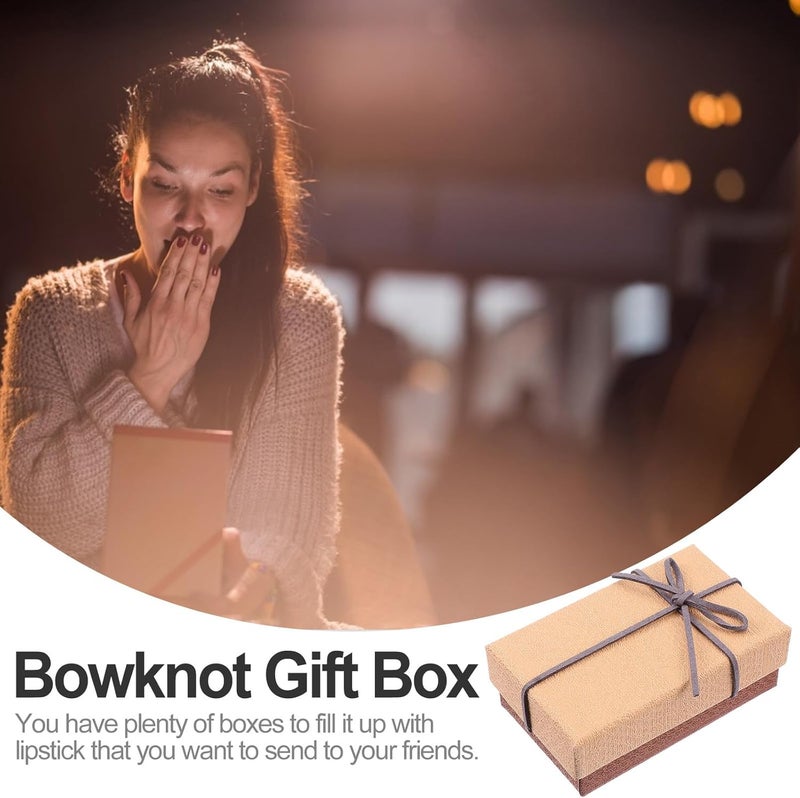 WATIIFUFU 6pcs Bowknot Lipstick Paper Boxes with Built Sponge Slot Fashionable Khaki Rectangular Packaging for Festival and Party Favor - Image 3