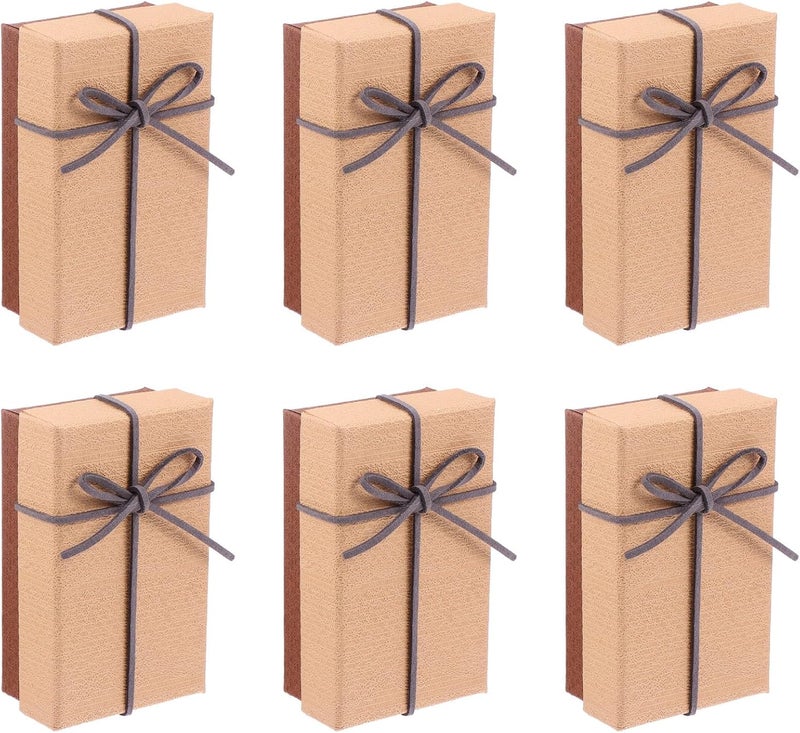 WATIIFUFU 6pcs Bowknot Lipstick Paper Boxes with Built Sponge Slot Fashionable Khaki Rectangular Packaging for Festival and Party Favor - Image 1