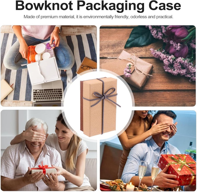 WATIIFUFU 6pcs Bowknot Lipstick Paper Boxes with Built Sponge Slot Fashionable Khaki Rectangular Packaging for Festival and Party Favor - Image 4