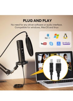 Maono Maonocaster PM422 USB Microphone Stand with Zero Latency Monitoring Professional Cardioid Condenser for Recording Podcasting Black  - Image 2