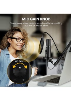 Maono Maonocaster PM422 USB Microphone Stand with Zero Latency Monitoring Professional Cardioid Condenser for Recording Podcasting Black  - Image 3