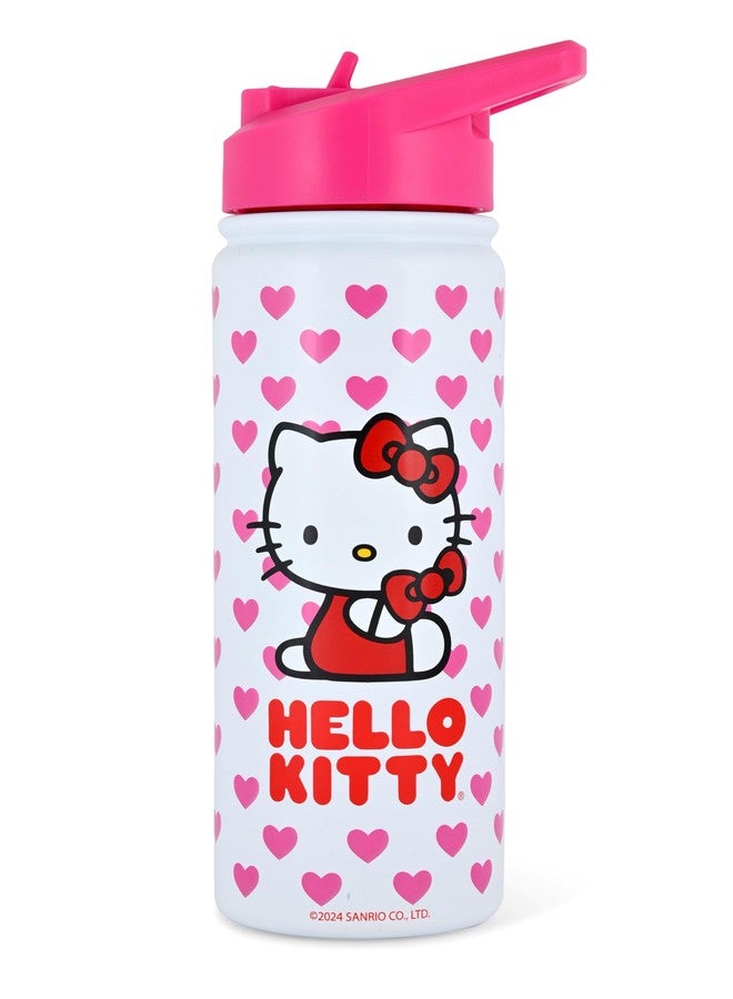 فاست فوروورد زجاجة ماء معزولة من الفولاذ المقاوم للصدأ بتصميم هيلو كيتي من سانريو | زجاجة ماء معزولة سعة 20 أونصة | ترمس ماء للأطفال للبنات والأولاد، للجنسين، C6VAC13FN - Image 1