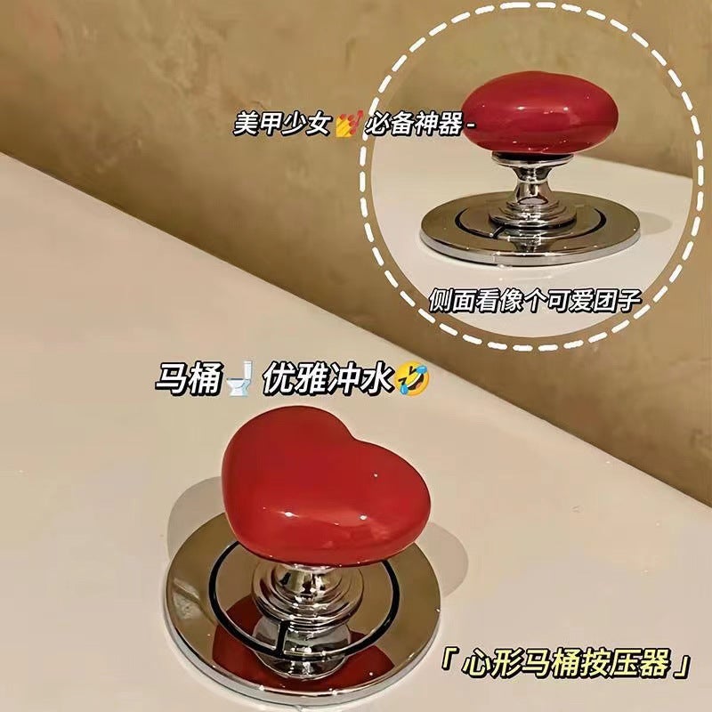 Tiktok Same Love Toilet Button Simple Heart-Shaped Cabinet Drawer Door Handle Punch-Free Adhesive Press - Image 3