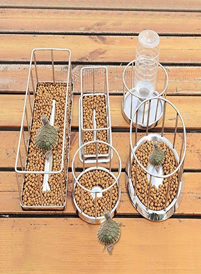 La La Pet® Stainless Steel Reptile Turtle Food Water Dispenser Feeder Food Bowl Feeding Dish for Lizard Tortoise Chameleon Round L - Image 2