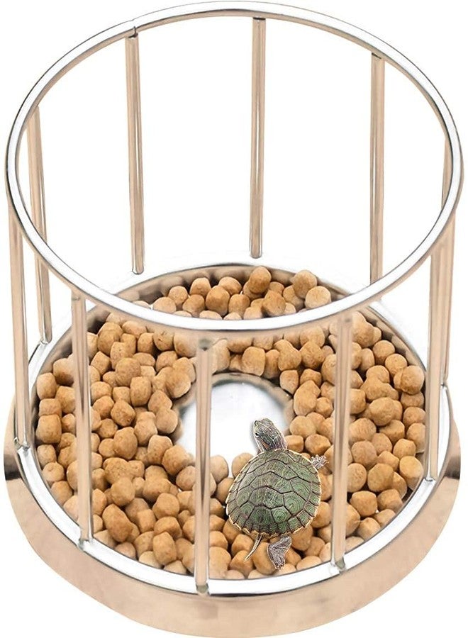 La La Pet® Stainless Steel Reptile Turtle Food Water Dispenser Feeder Food Bowl Feeding Dish for Lizard Tortoise Chameleon Round L - Image 1