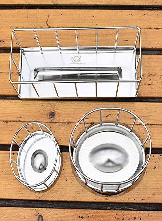 La La Pet® Stainless Steel Reptile Turtle Food Water Dispenser Feeder Food Bowl Feeding Dish for Lizard Tortoise Chameleon Round L - Image 4