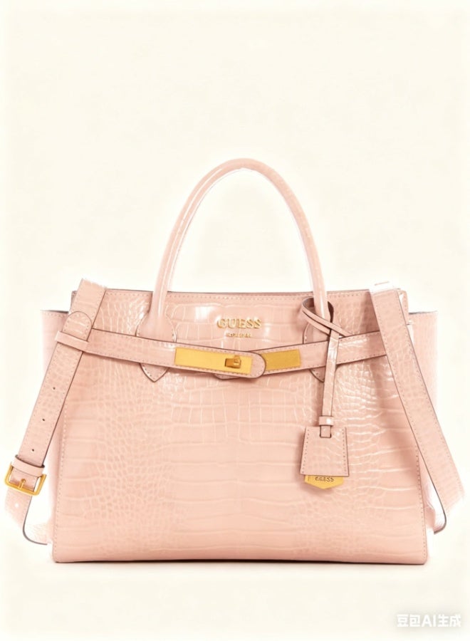 GUESS Handbag EnISA crocodile pattern pink color camera bag