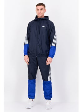 Adidas Men 2 Pieces Sportswear Fit Long Sleeves Outdoor Jacket And Pant Set, Navy Blue  - Image 1