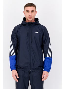 Adidas Men 2 Pieces Sportswear Fit Long Sleeves Outdoor Jacket And Pant Set, Navy Blue  - Image 4