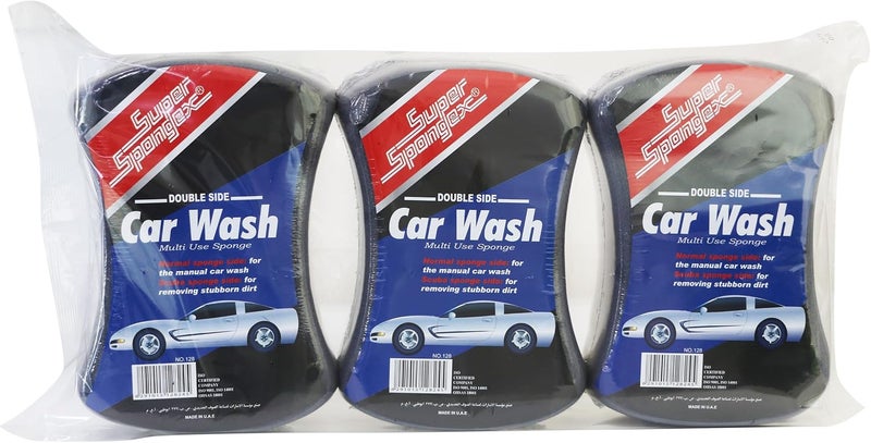 Super Spongex [Pack of 3] HybridScrub Car Wash Sponge - Dual-Sided for Gentle Cleansing and Tough Scrubbing - Large, Absorbent, and Convenient - Image 1