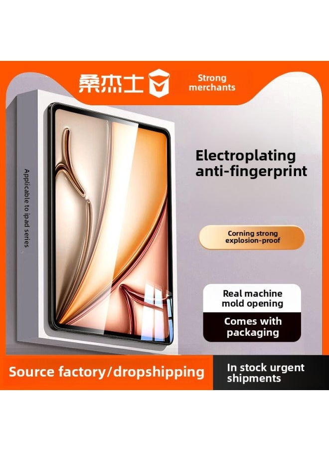 Generic - For Apple IPad Tablet Tempered Film Air6 Protective Film Pro Full Screen Mini7 Anti-Drop Anti-Fingerprint HD-Color:Blue Light 2 Pieces [tempered Film]_with Wooden Box Packaging-Size:For IPad Pro 2024( 13inch ) - Image 1