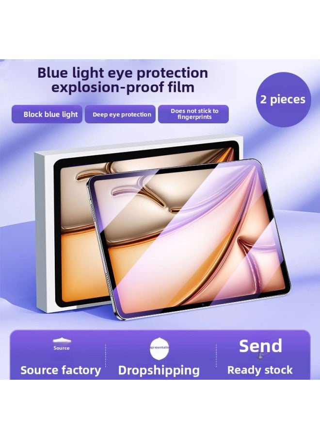 Generic - For Apple IPad Tablet Tempered Film Air6 Protective Film Pro Full Screen Mini7 Anti-Drop Anti-Fingerprint HD-Color:Blue Light 2 Pieces [tempered Film]_with Wooden Box Packaging-Size:For IPad Pro 2024( 13inch ) - Image 1