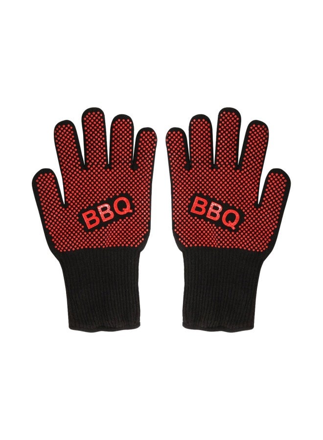 NIBEMINENT Pair Of Heat Resistant Gloves Black/Red 16x15x3centimeter - Image 1