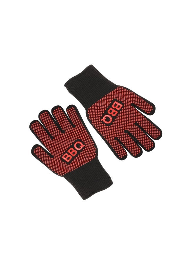 NIBEMINENT Pair Of Heat Resistant Gloves Black/Red 16x15x3centimeter - Image 2