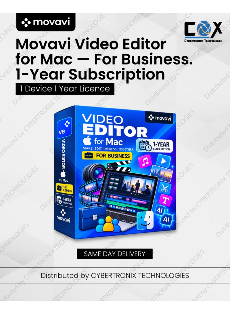 Movavi Video Editor for Mac For Business | 1 Device for 1 Year | Digital License | Same Day Delivery