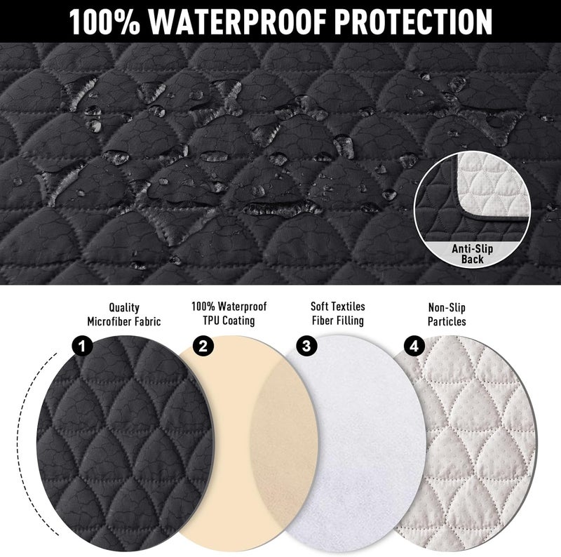 TAOCOCO 100% Waterproof Loveseat Recliner Cover with Console, Non-Slip Washable Reclining Couch Cover for 2 Seats, Furniture Protector for Dogs, Black - Image 4