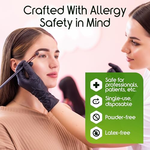 Inspire Black Nitrile Gloves HEAVY DUTY 6 Mil Nitrile Chemical Resistant Medical Cooking Cleaning Disposable Black Gloves - Image 4