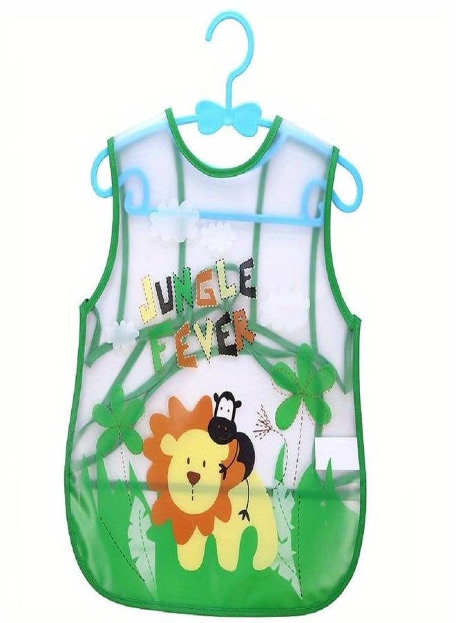 Ess Cubes Enterprise Cartoon Animal Waterproof Reusable Plastic Silicone Baby girl boys Bibs Apron for Lunch Dinner Breakfast Feeding Babies Unisex Children fast dry Mix Color 6+ Months (12) - Image 1