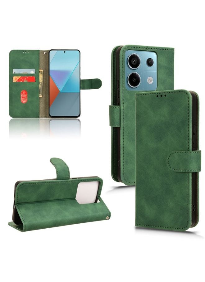 HuHa Case Cover For Xiaomi Redmi Note 13 Pro 5G Skin Feel Magnetic Flip Leather Phone Case Green 
