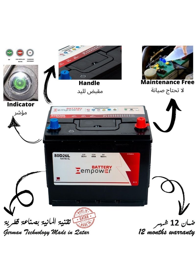 Generic - 12 Months Warranty EmPower Battery 150Ah 12V 160G51L N150L German Technology made in Qatar - Image 1