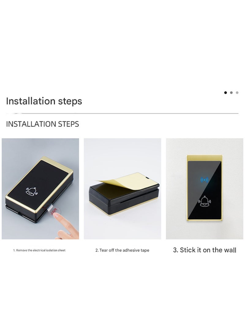 جرس الباب اللاسلكي ، جهاز استقبال واحد مرسل 2 - جرس الباب اللاسلكي الأسود مع عرض الطقس LED ، حجم قابل للتعديل ، IP44 مقاوم للماء ، رنين لاسلكي طويل المدى ، تغلغل جدران قوي ، طقم باب الباب السهل الاقتران ، بطارية تدير البطارية اللاسلكية للمنزل ، الشقة ، المستودع ، كبار السن ، السمع (الأسود) - Image 3