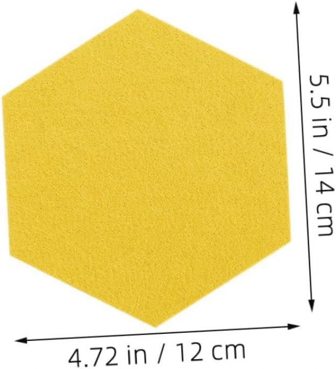 FENICAL 20pcs Hexagon Felt Bulletin Board Panels Acoustic Soundproof Pin Boards for Bedroom Wall Decor Yellow Felt Memo Display Tiles - Image 2