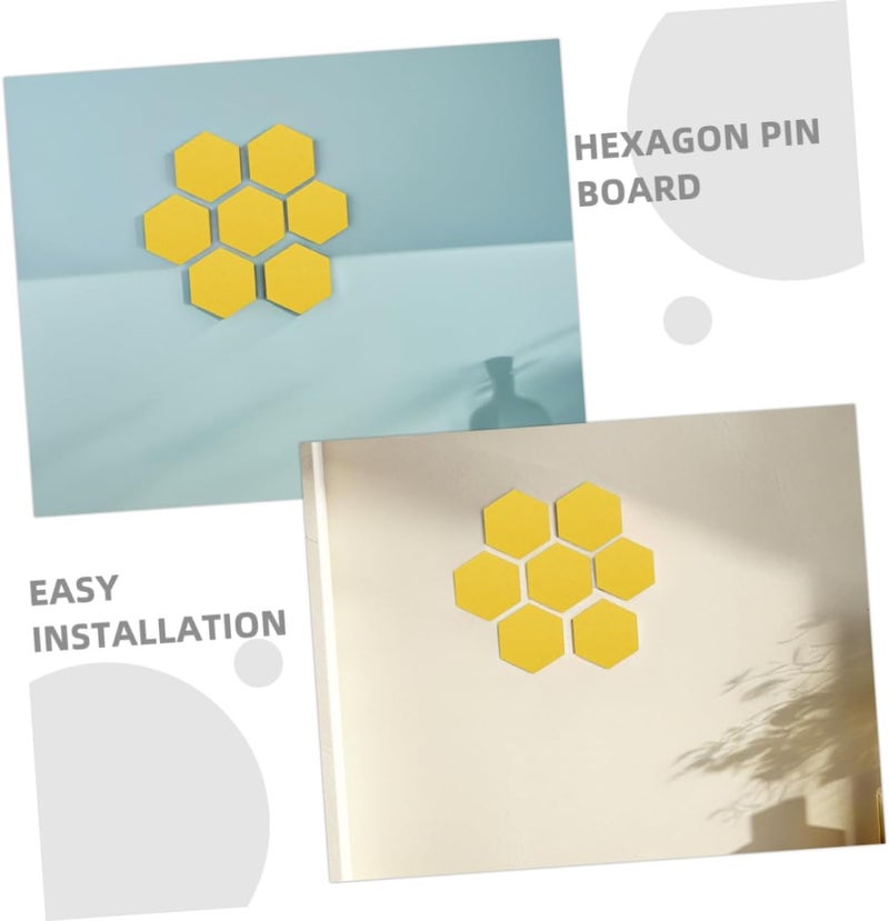 FENICAL 20pcs Hexagon Felt Bulletin Board Panels Acoustic Soundproof Pin Boards for Bedroom Wall Decor Yellow Felt Memo Display Tiles - Image 3