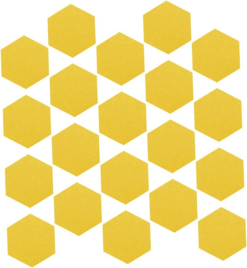 FENICAL 20pcs Hexagon Felt Bulletin Board Panels Acoustic Soundproof Pin Boards for Bedroom Wall Decor Yellow Felt Memo Display Tiles - Image 1