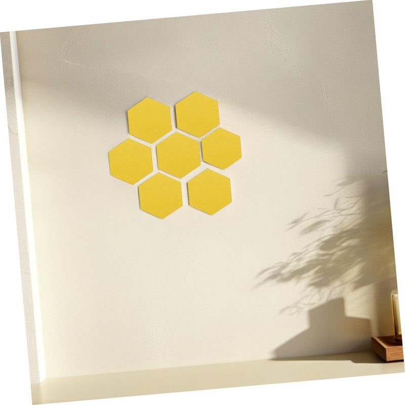 FENICAL 20pcs Hexagon Felt Bulletin Board Panels Acoustic Soundproof Pin Boards for Bedroom Wall Decor Yellow Felt Memo Display Tiles - Image 5
