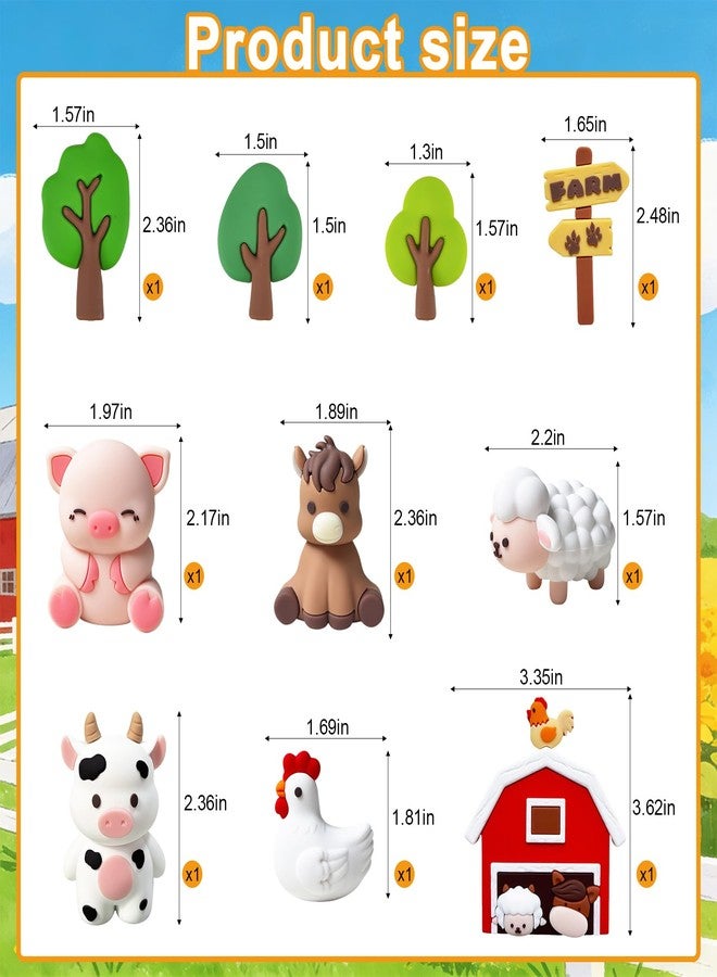 Knana 10Pcs Farm Animal Cake Topper Farm Cake Decorations for Farm Animal Themed Birthday Party Supplies - Image 3