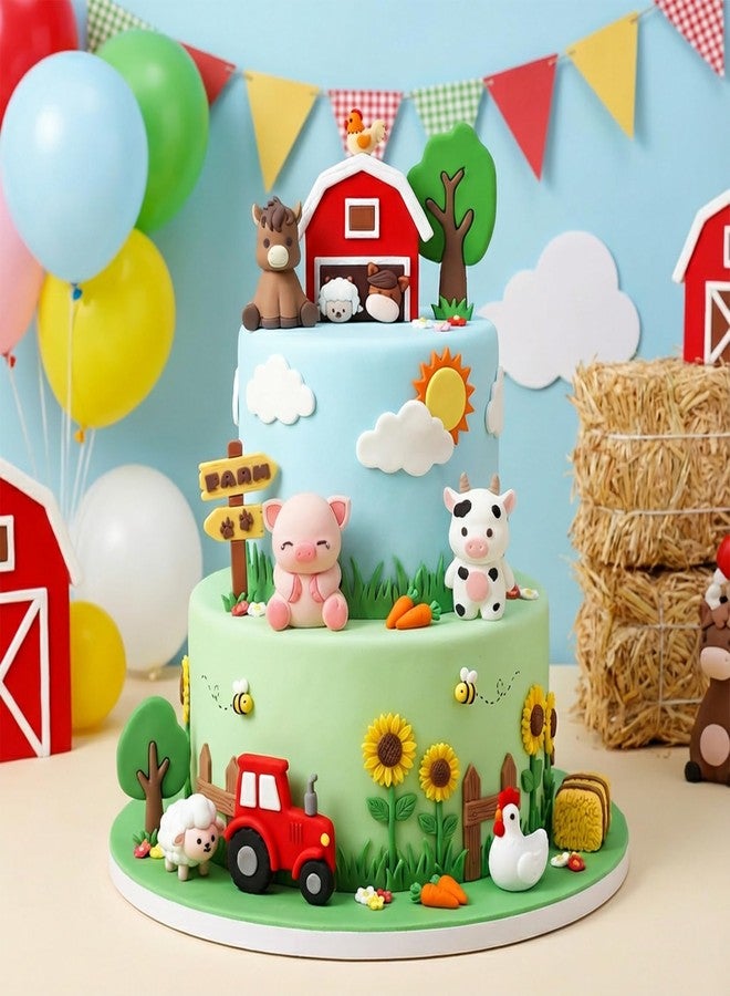 Knana 10Pcs Farm Animal Cake Topper Farm Cake Decorations for Farm Animal Themed Birthday Party Supplies - Image 4