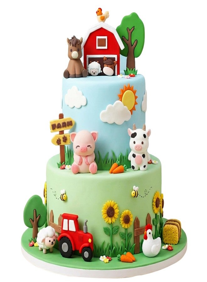 Knana 10Pcs Farm Animal Cake Topper Farm Cake Decorations for Farm Animal Themed Birthday Party Supplies - Image 1