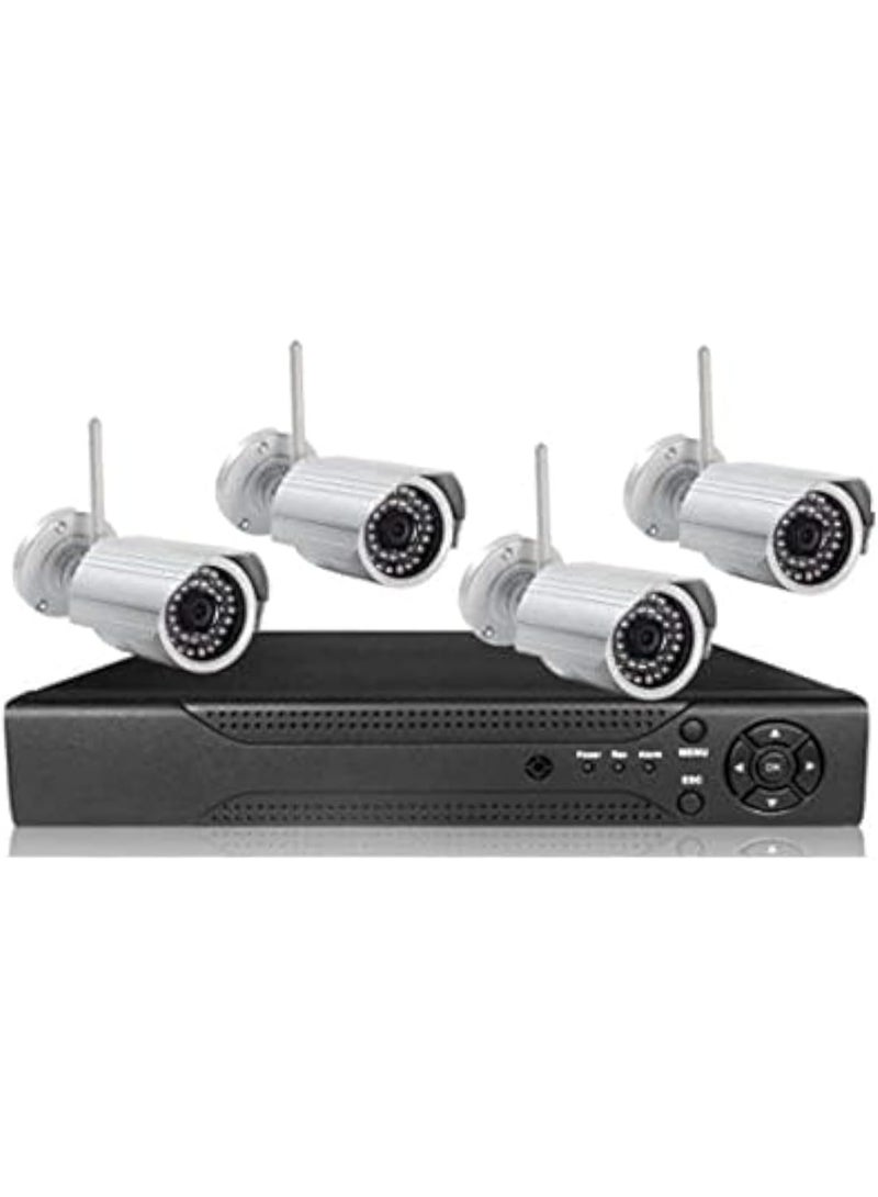 Wireless Security Camera System with NVR – 4-Channel 720P Kit, Smart Motion Detection, Face Capture, Remote Viewing via Mobile & PC – 4-Camera Set