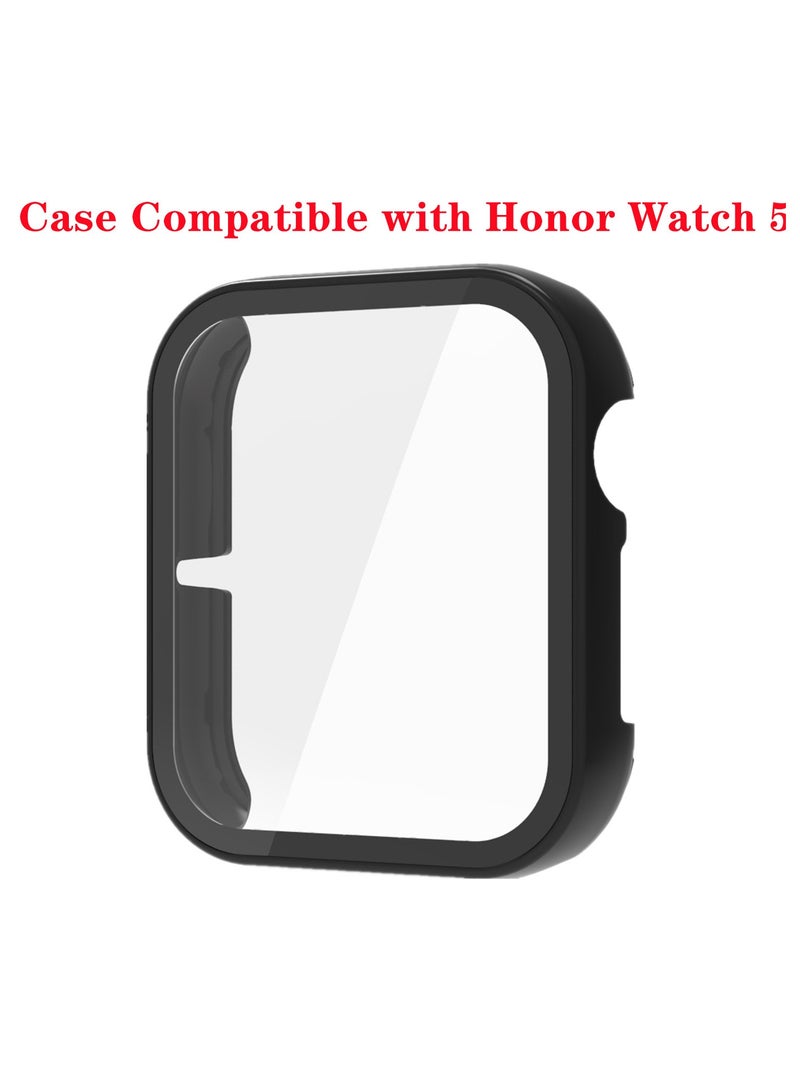Compatible with Honor Watch 5 Case Full Cover Tempered Glass Film Screen Protector Hard PC Shell Frame Bumper For Watch 5 Accessories (Black) - Image 1