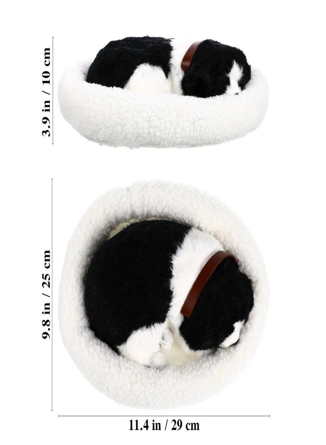 بيستويارد لعبة كلب يتنفس من BESTOYARD، مقاس 12 بوصة، من نوع بوردر كولي أسود نائم، لعبة قطيفة تشبه الحيوانات الواقعية، دعامة تصوير كلب الراعي كهدية عيد ميلاد للأطفال، ديكور منزلي - Image 2