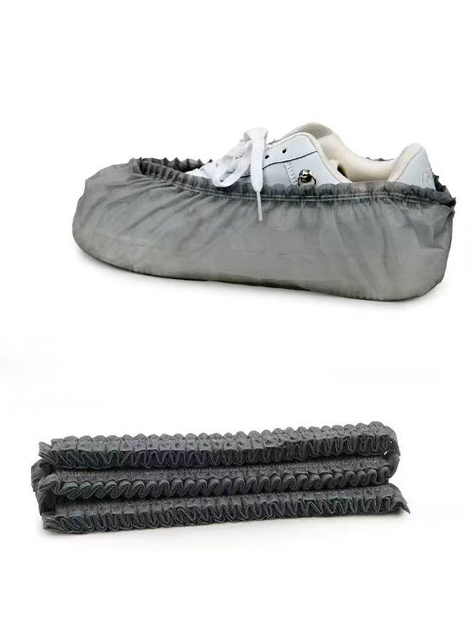 100Pcs Black Thickened Non-Woven Disposable Shoe Covers 400g Heavy Duty Waterproof Dustproof Tear Resistant Elastic Overshoes for Home Office Indoor Cleaning Visitors Renovation - Image 2