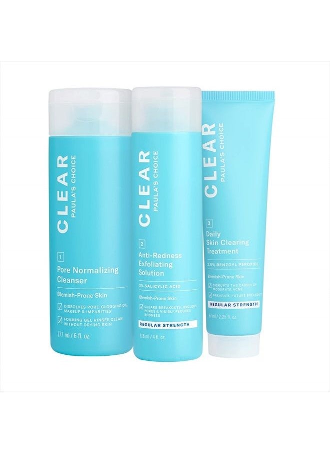 PAULA'S CHOICE CLEAR Regular Strength Acne Kit, 2% Salicylic Acid & 2.5% Benzoyl Peroxide for Facial Acne & Pores, Redness Relief, PACKAGING MAY VARY  - Image 1