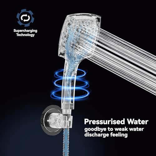 ELLO&ALLO Rain Shower Head with Handheld Spray, Rainfall Shower Head Combo with 60" Hose, Adjustable Dual Showerhead Set with 3-Way Diverter, Matte Black - Image 5