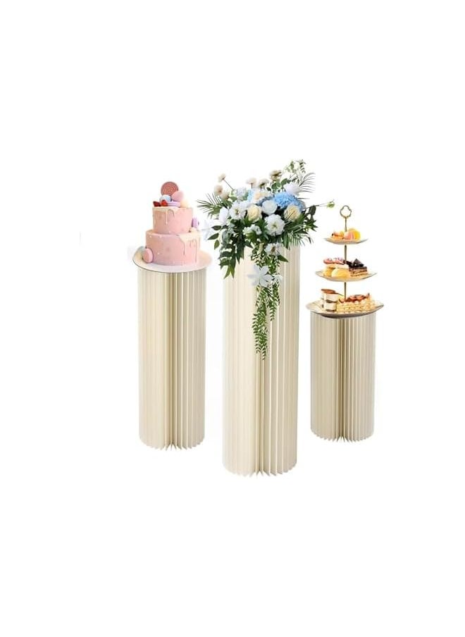 The Bros Columns Display Pedestals Stands Foldable Paper Round Cylinder Stand Pedestal Display 3 Pcs Set (Bai-4680-AE-1)  - Image 2