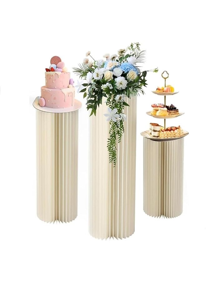The Bros Columns Display Pedestals Stands Foldable Paper Round Cylinder Stand Pedestal Display 3 Pcs Set (Bai-4680-AE-1)  - Image 1
